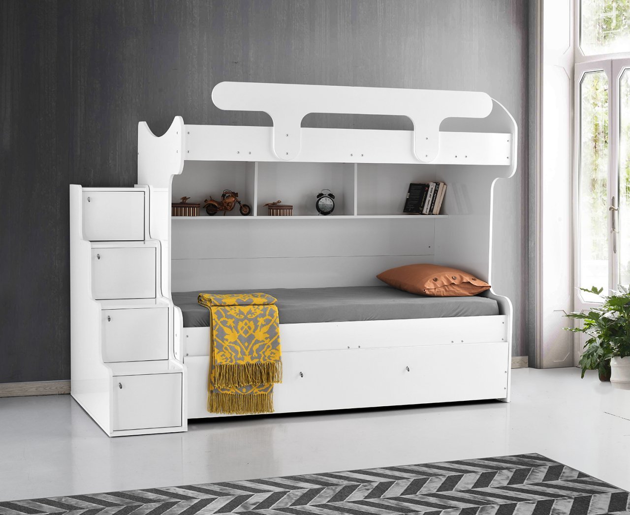 Samara Ranza -3 Karyolalı Merdivenli Ranza,Yavrulu Karyola