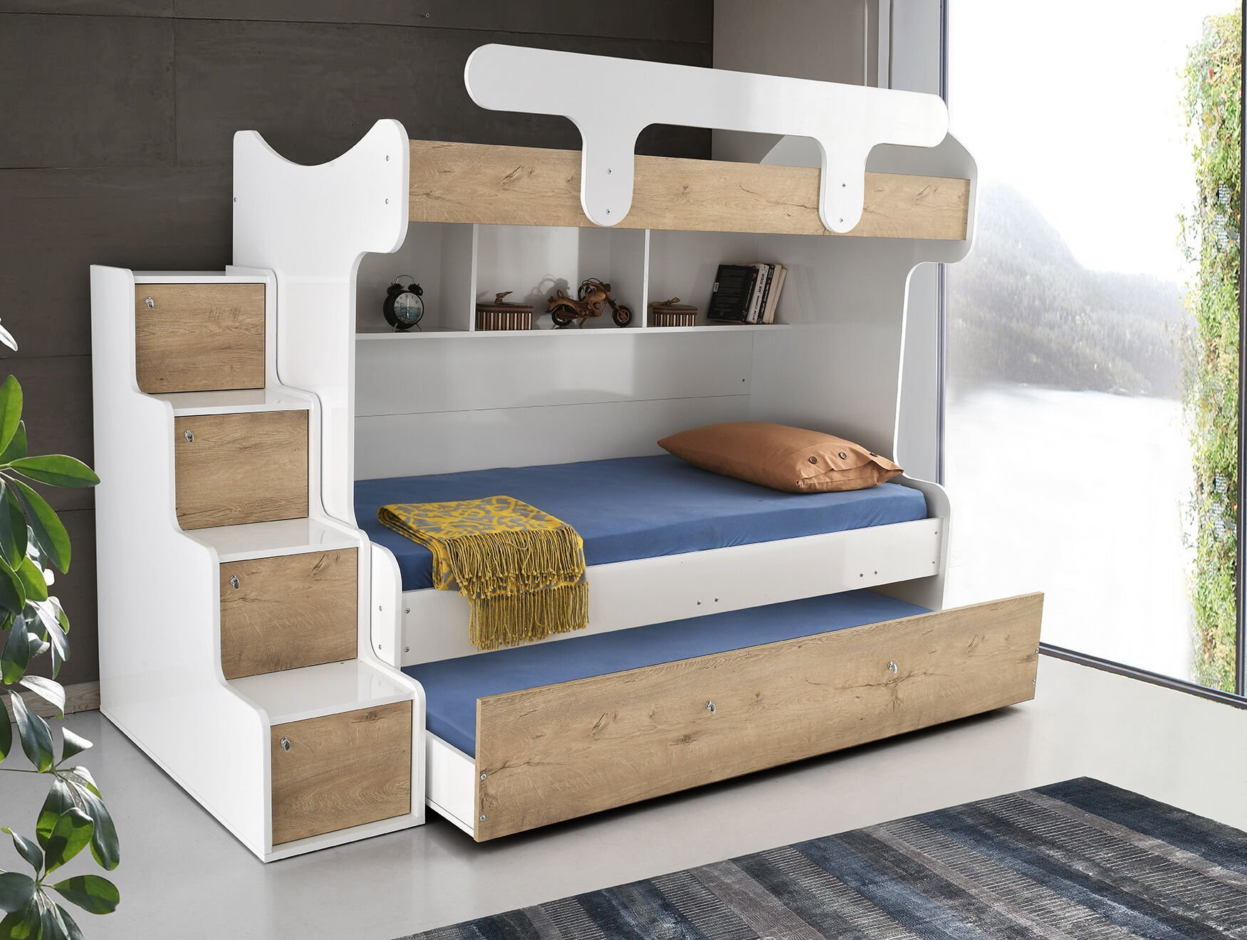 Samara Ranza -3 Karyolalı Merdivenli Ranza,Yavrulu Karyola