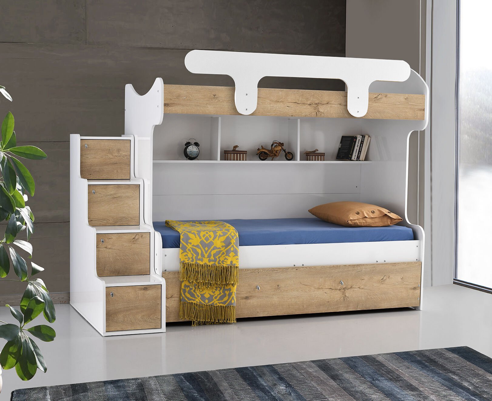 Samara Ranza -3 Karyolalı Merdivenli Ranza,Yavrulu Karyola