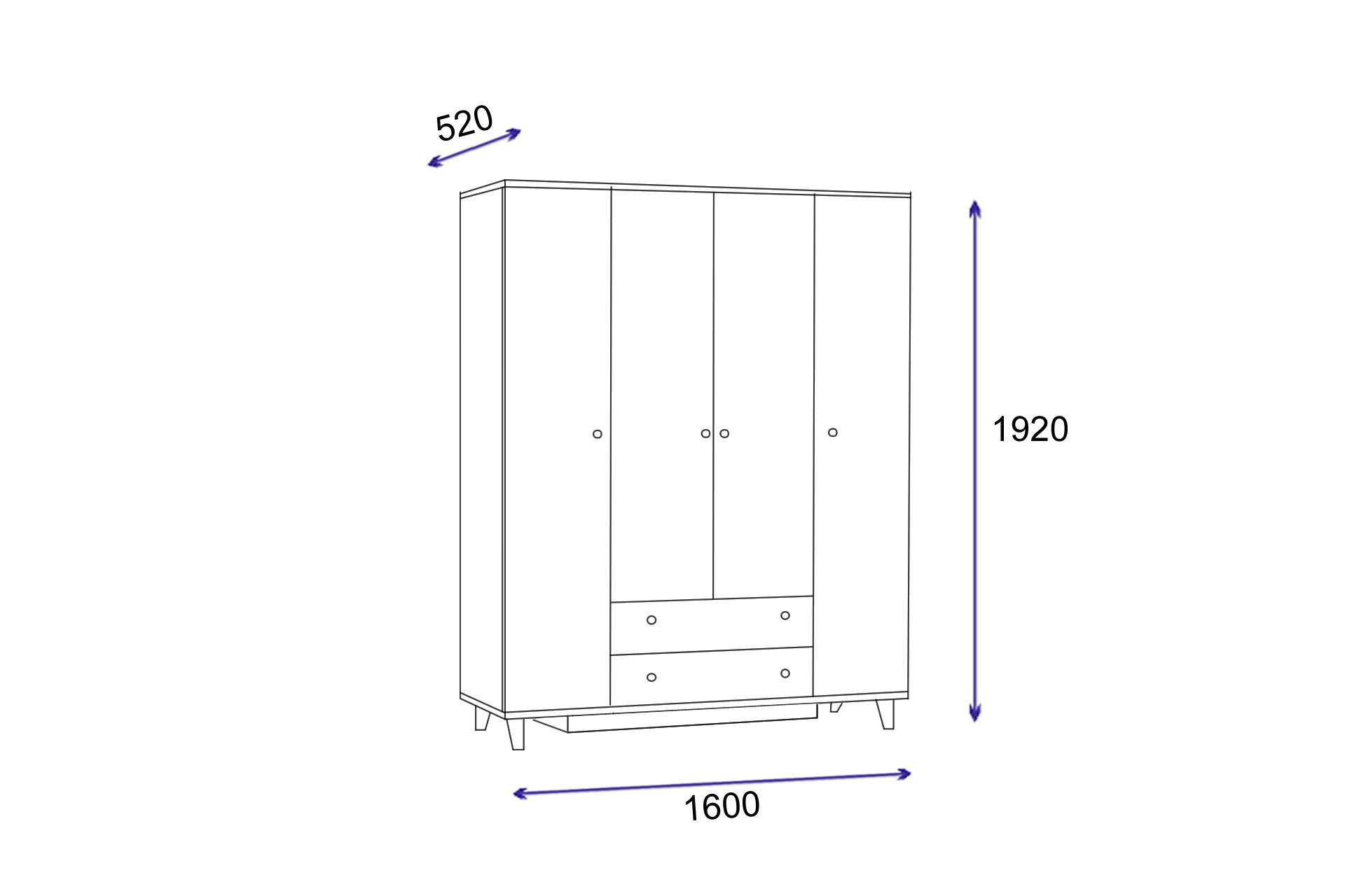 Star 4 Kapılı Dolap 160cm