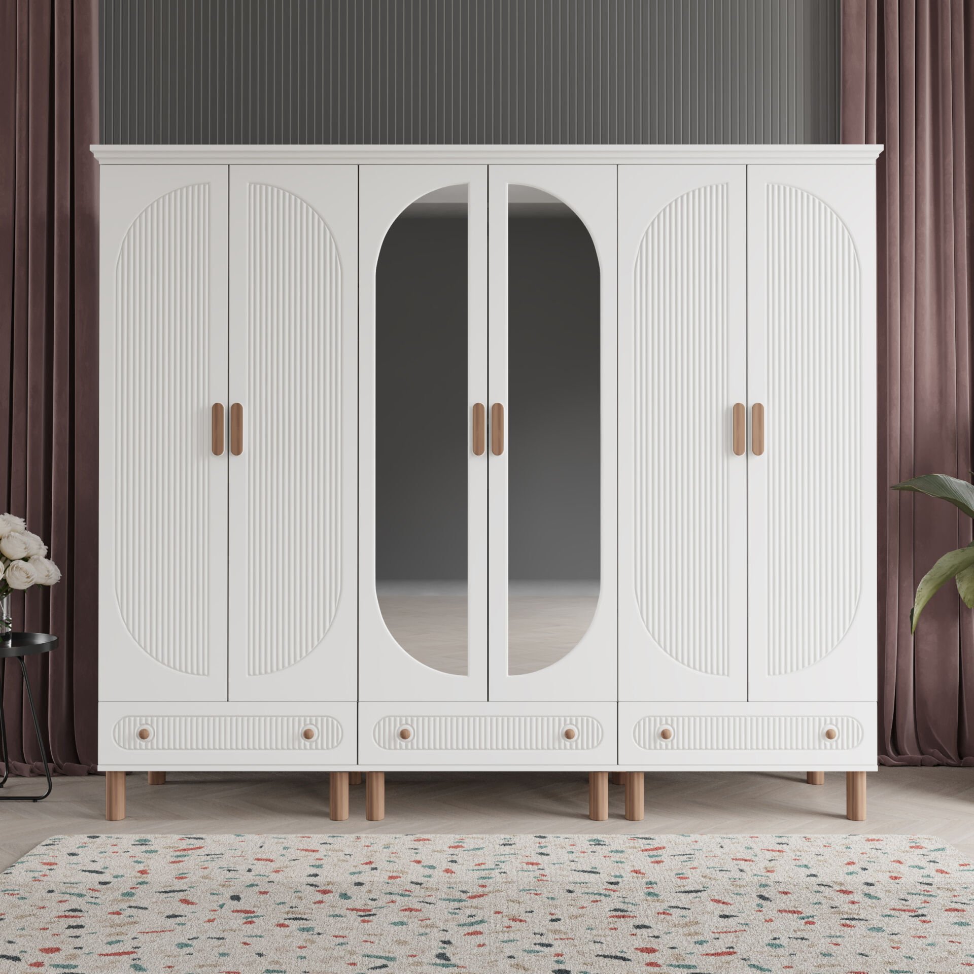 Furkan 6 Kapaklı Gardırop Bohem Modüler Dolap 240cm.