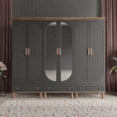 Furkan 6 Kapaklı Gardırop Bohem Modüler Dolap 240cm.