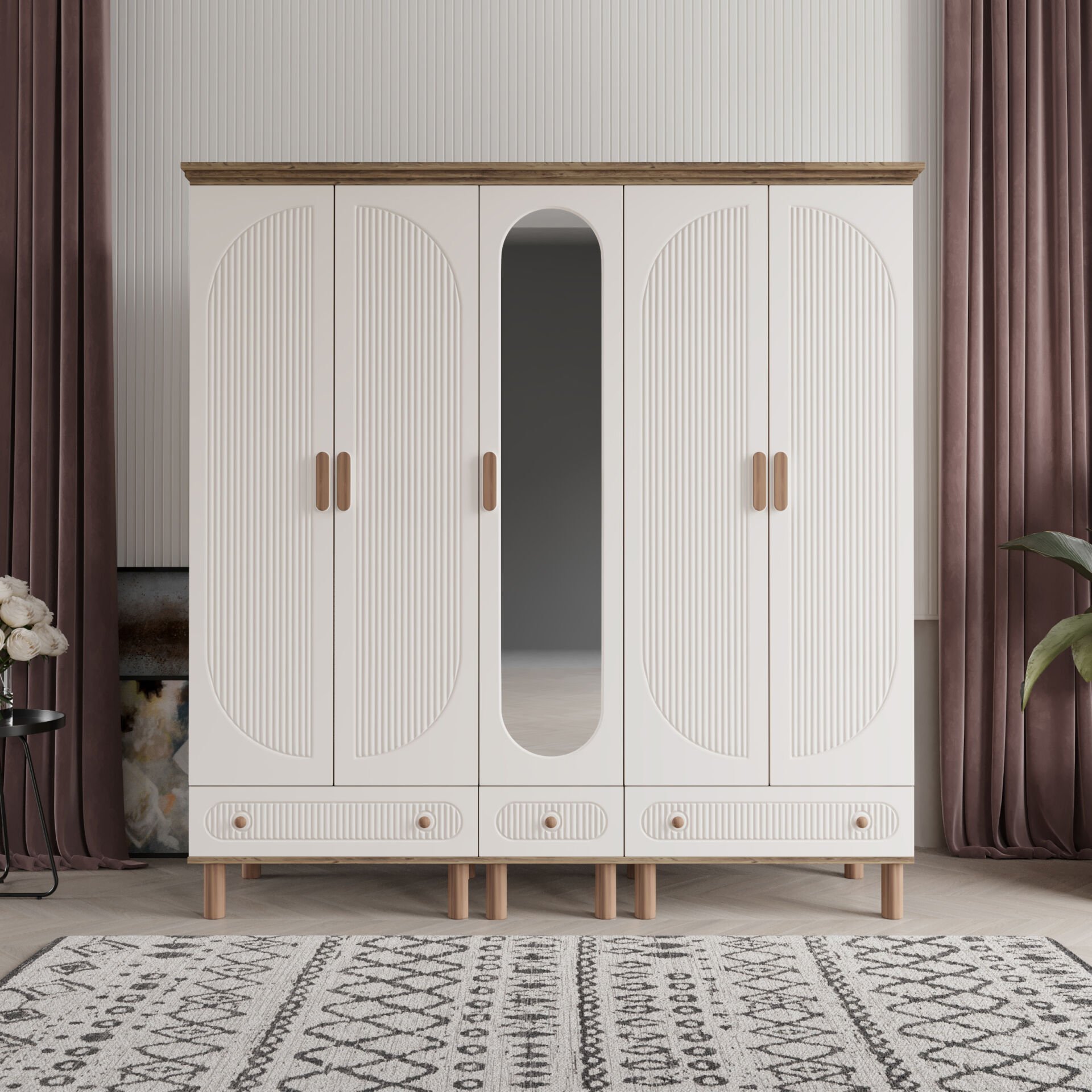 Furkan 5 Kapaklı Gardırop Bohem Modüler Dolap 200cm.