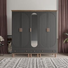 Furkan 5 Kapaklı Gardırop Bohem Modüler Dolap 200cm.